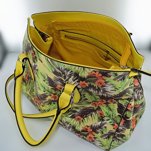 IN'S Handbags - Floral Print Colorful Vegan Leather Shoulder/Crossbody Handbag, NWT